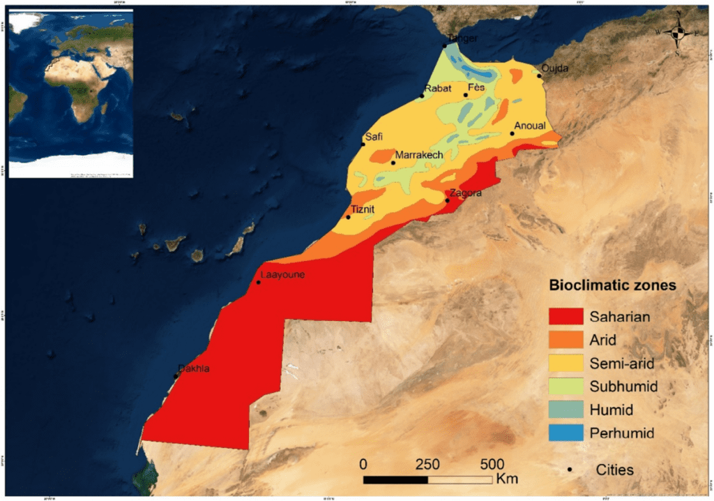 carte du climat marocain